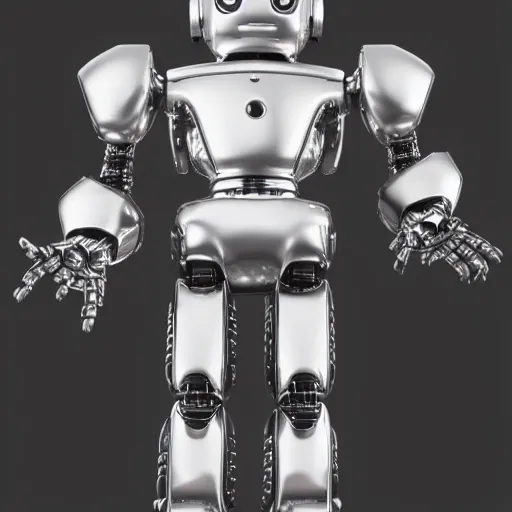 Prompt: full body shot of a chrome robot with a humanoid face, insanely detailed intricate octane render, 8 k artistic photography, photorealistic