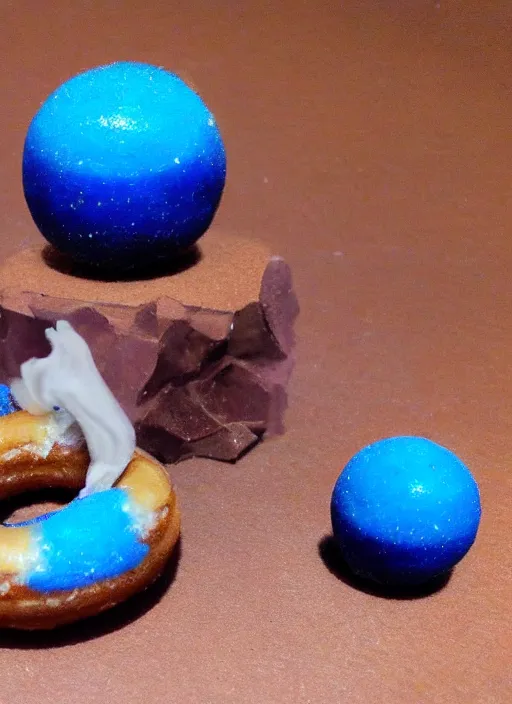 Prompt: realistic miniature of donut planets