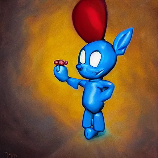 Prompt: toy bonnie as an oil painting