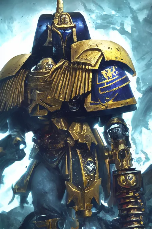 Image similar to warhammer 4 0 k horus heresy fanart - the primarchs emperor by johannes helgeson animated with vfx concept artist & illustrator global illumination ray tracing hdr fanart arstation zbrush central hardmesh radiating a glowing aura 8 k octane renderer