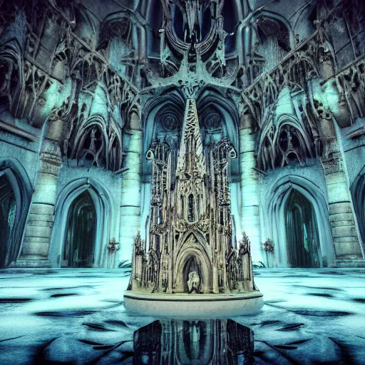 Image similar to an intricate photograph of an underwater gothic cathedral at the bottom of the ocean surrounded by mermaids by david lachapelle, francisco goya, william blake, dark and scary abyssal ambient, photorealistic, octane render, unreal engine, 4 k, smooth zenithal lighting, subaquatic photography,