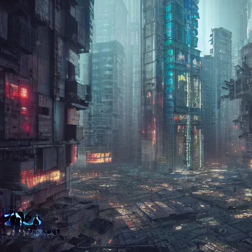 Image similar to photograph of a dystopian city, cyberpunk style, inspired by kowloon walled city, render, octane render, unreal engine, 4 k, dramatic composition