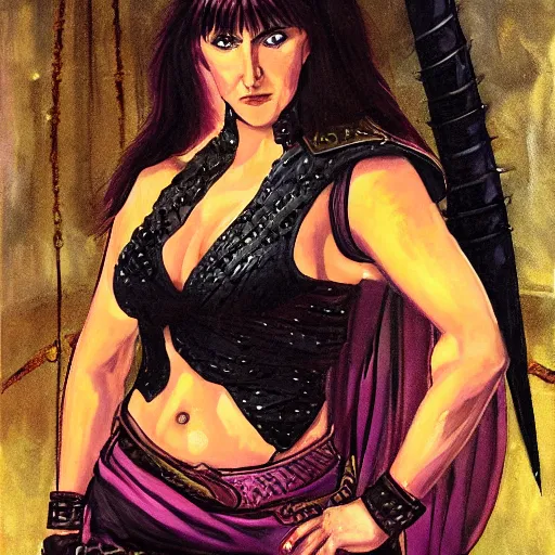 Image similar to xena warrior princess d & d character portrait by francis bacon