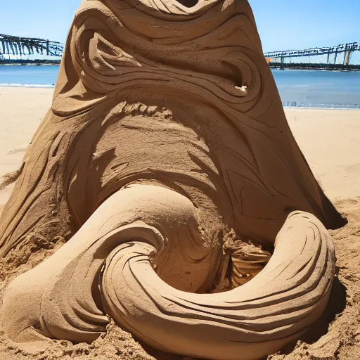 Prompt: distorted by emma rios, by mike mignola sand sculpture. a photograph of the human intestine in all its glory. each section of the intestine is labelled, & various items & creatures can be seen inside, such as bacteria, food particles, & even a little mouse.