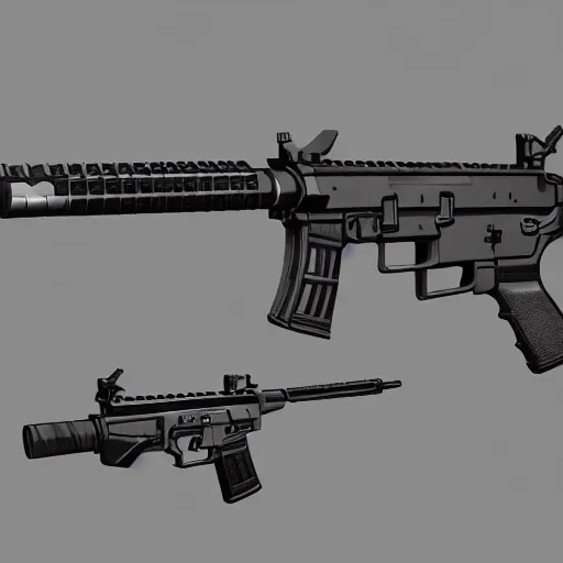 Image similar to digital 2 d, digital 3 d, concept art, weapons, hard surface, ar - 1 5