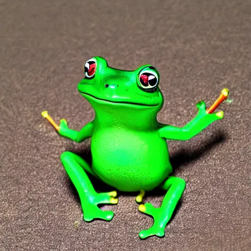 Image similar to cute green frog wearing a suit