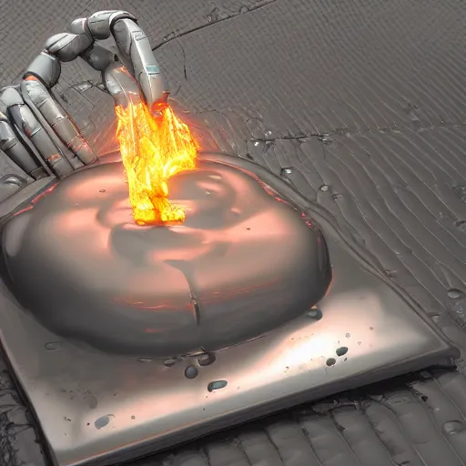 Image similar to a liquid robot melting like hot wax, insanley detailed, 3 d render, 8 k