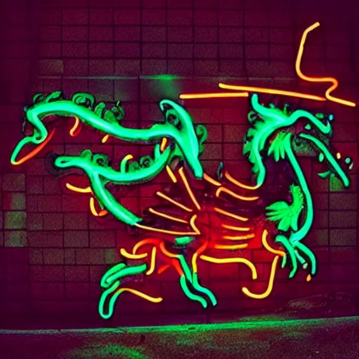 Image similar to “fire breathing dragon, neon lights”