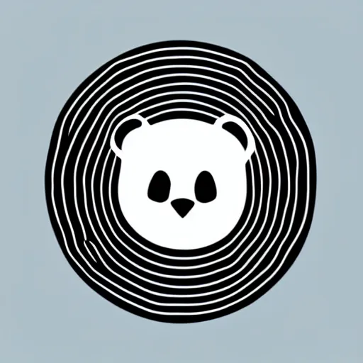 Image similar to very stylized minimal vector graphic of bear,, white background, all enclosed in a circle, dramatic, professional minimal graphic design cartoon