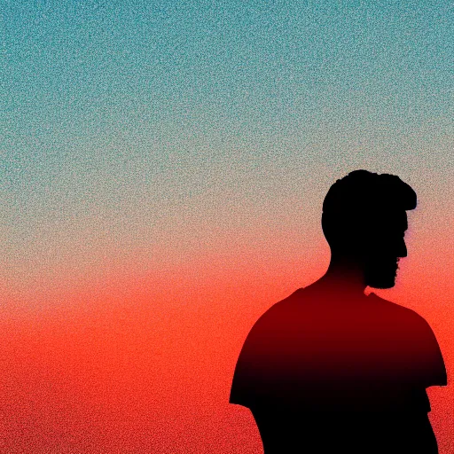Prompt: silhouette of a man, synthwave background, superb resolution