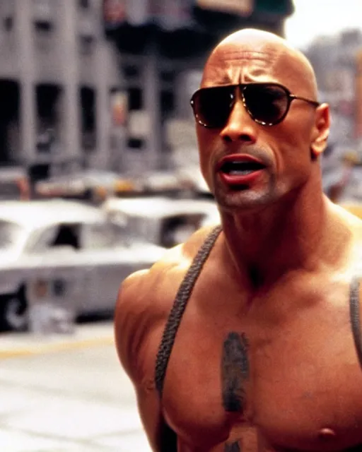 Image similar to film still close - up shot of dwayne johnson as travis bickle from the movie taxi driver. photographic, photography