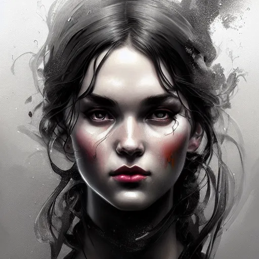 Image similar to Anne Marie , colorful painting on grey scale face, powerful , magic, thunders, dramatic lighting, intricate, wild, highly detailed, digital painting, artstation, concept art, smooth, sharp focus, illustration, art by artgerm and greg rutkowski and alphonse mucha, footage