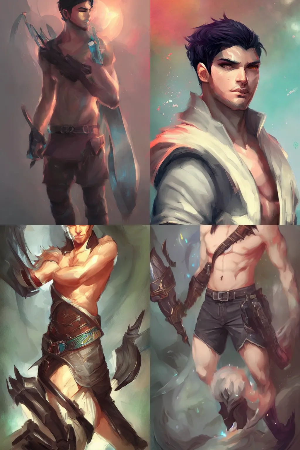 Prompt: male character art by ross tran