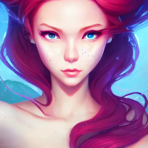 Prompt: a portrait of ariel, art by lois van baarle and loish and ross tran and rossdraws and sam yang and samdoesarts and artgerm and saruei and disney and wlop, digital art, highly detailed, intricate, sharp focus, trending on artstation hq, deviantart, unreal engine 5, 4 k uhd image