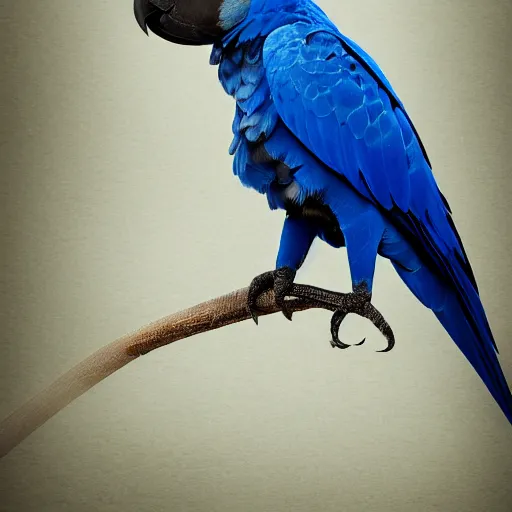 Prompt: small hyacinth macaw on the shoulderof a bigger hyacinth macaw, digital art, 4 k, highly detailed