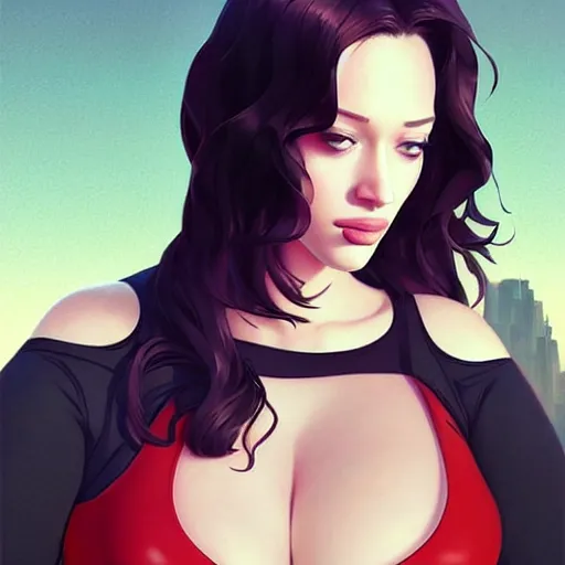 Image similar to a beautiful christina hendricks kat dennings kim kardashian alluring instagram model in elaborate latex tank top, by guweiz and wlop and ilya kuvshinov and artgerm and makoto shinkai and studio ghibli, symmetrical eyes, aesthetic, gorgeous, stunning, alluring, attractive, artstation, deviantart, pinterest, digital art