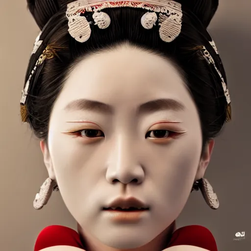 Image similar to hyperrealistic japanese geisha, by istvan sandorfi & thomas eakes & xiang duan, perfect facial symmetry, dim volumetric cinematic lighting, photorealistic, 8 k octane comprehensive render, post - processing, extremely hyper - detailed, intricate, lifelike texture, epic composition, masterpiece, identical to real robert lewandowski, stunning,