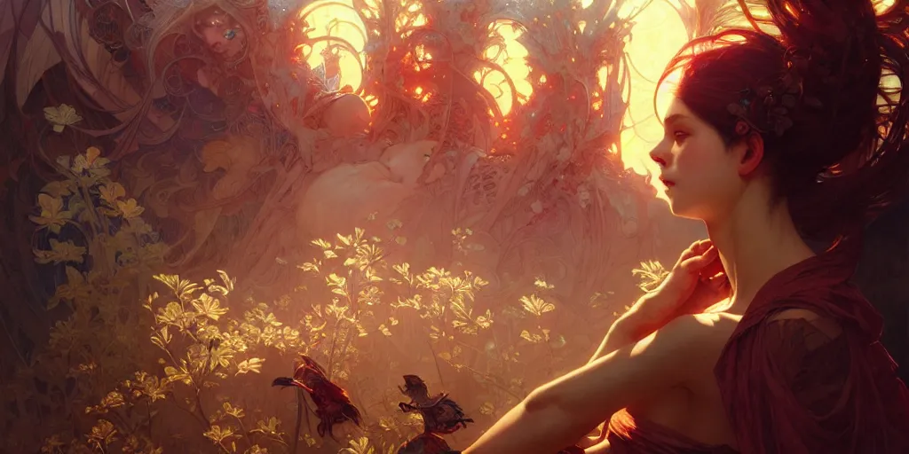 Image similar to a beautiful illustration of hell, intricate, sharp focus, illustration, highly detailed, digital painting, concept art, matte, art by wlop and artgerm and greg rutkowski and alphonse mucha, masterpiece