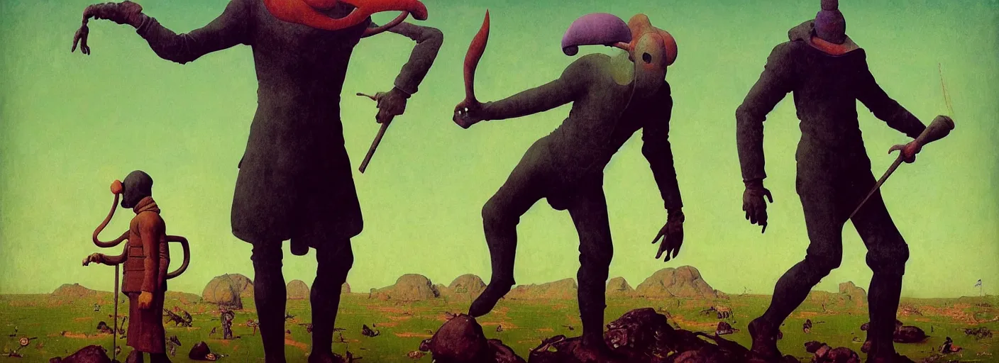 Image similar to full - body portrait surreal colorful clay fighting artstation rpg gentleman character concept art anatomy, action pose, very coherent and colorful high contrast masterpiece by norman rockwell franz sedlacek hieronymus bosch dean ellis simon stalenhag rene magritte gediminas pranckevicius, dark shadows, sunny day, hard lighting, reference sheet white! background