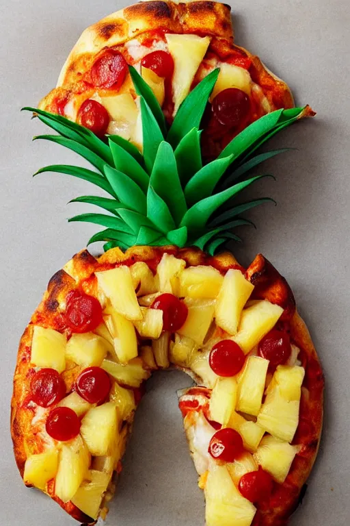 Image similar to pineapple wrapped in a pizza