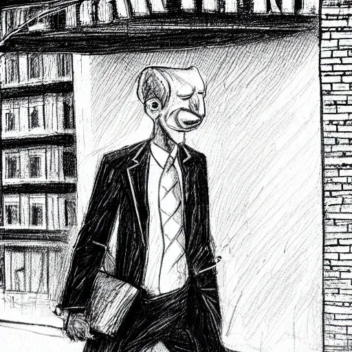 Prompt: a person in a suit with his head out of the shot walking by a homeless man begging for food, new york, pencil illustration, detailed, black and white