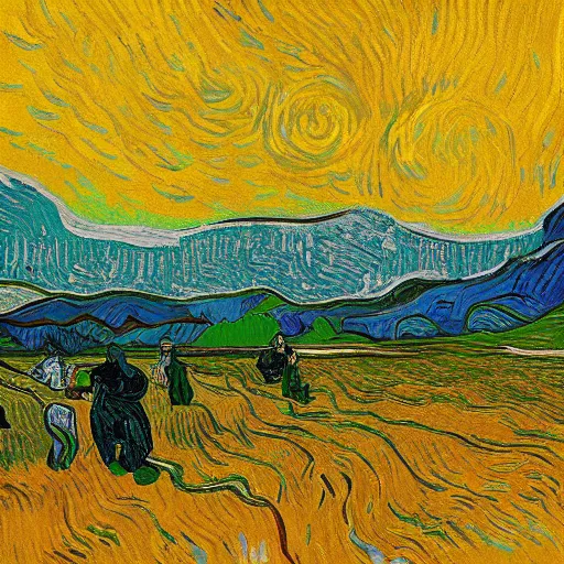 Prompt: sunny day - digital art by vincent van gogh