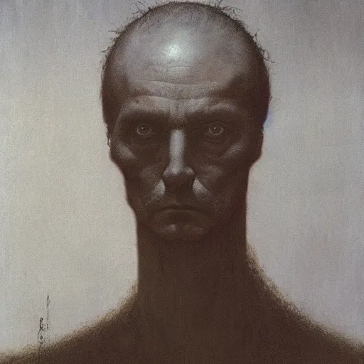 Image similar to a self - portrait by zdzislaw beksinski