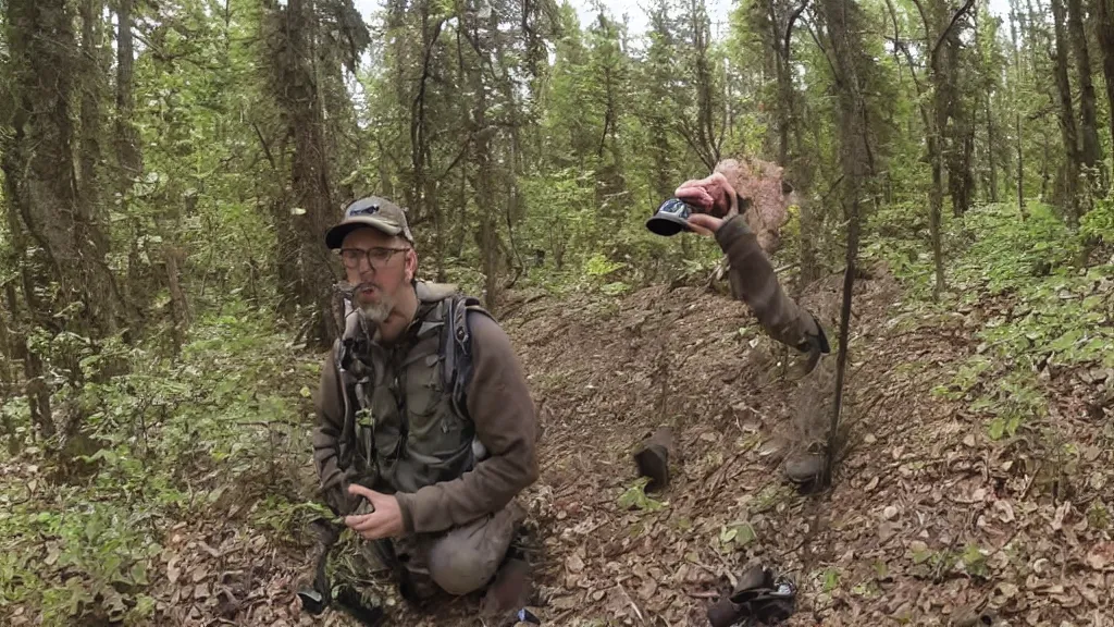 Prompt: doug walker caught on trail camera