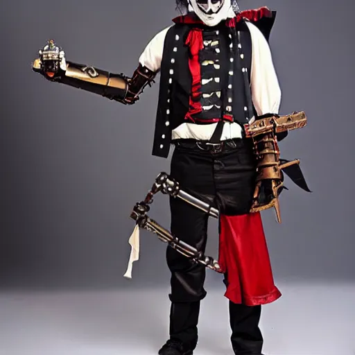 Image similar to Steampunk robot ninja pirate vampire cosplay