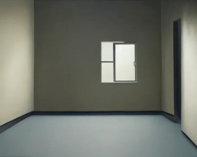 Prompt: a painting of a confusing minimalistic room, an airbrush painting by breyten breytenbach, striking lighting, cgsociety!, neo - primitivism