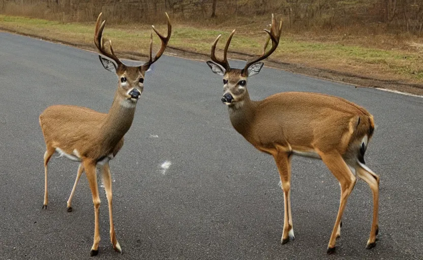 Image similar to deer caught in car headlights praying to the deer god