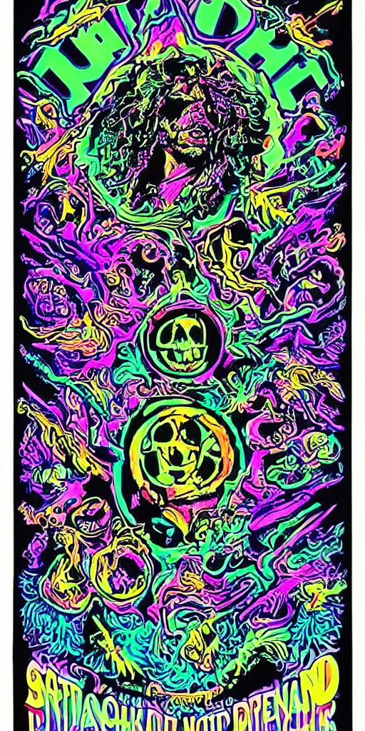 Prompt: a psychedelic black-light poster for a little band I like to call... the Grateful Dead!
