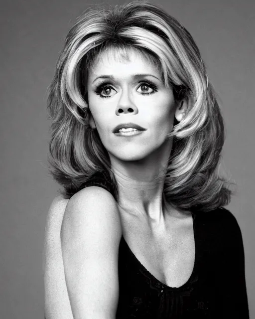 Image similar to A realistic photo of Jane Fonda as Buffy Summers, bokeh, 90mm, f/1.4