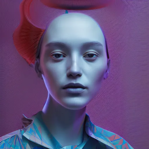 Image similar to abstract 3d female portrait by james jean and Jason Chan, redering, redshift, octane