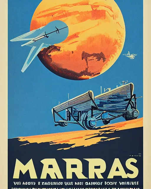 Prompt: Vintage travel poster to mars