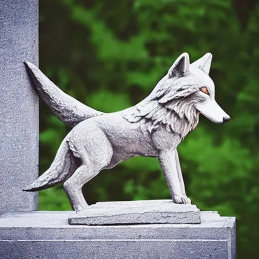 Image similar to “ capitalize wolf ” statue with a fox instead of a wolf