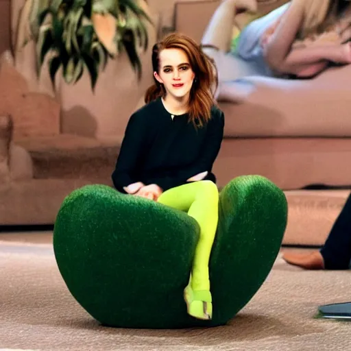 Image similar to emma watson as an avocado chair