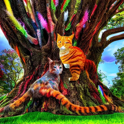 Image similar to Giant Tree Filled with multicolored cats HDR