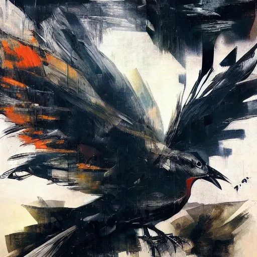 Image similar to the progressive rasterization of a bird, oil on canvas by dave mckean and yoji shinkawa and ivan shishkin