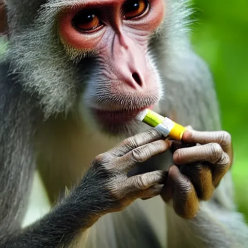 Prompt: monkey smoking a marijuana joint