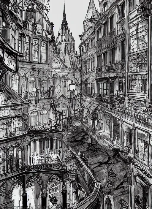 Image similar to Budapest, Beastars , Dynamic lighting, cinematic, extremely high detail, photo realistic, cinematic lighting, pen and ink, intricate line drawings, post processed, artstation, matte painting, style by Paru Itagaki