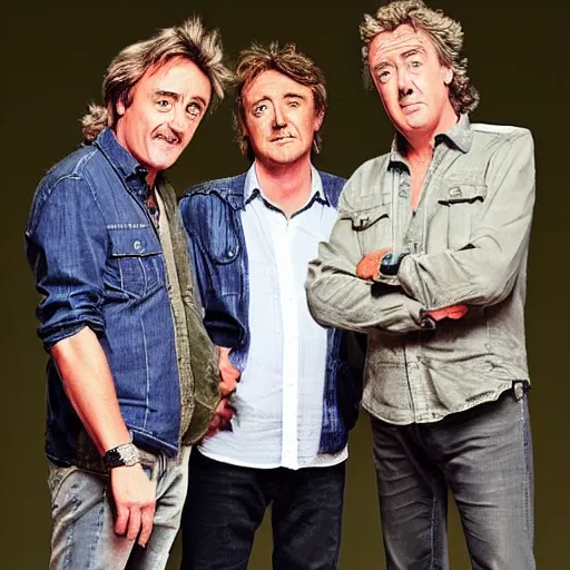 Image similar to richard hammond, james may and jeremy clarkson presenting top gear