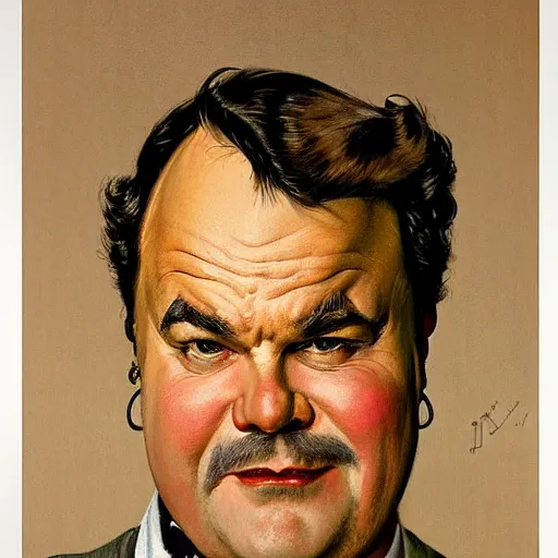 Image similar to Jack Black painted by Norman Rockwell