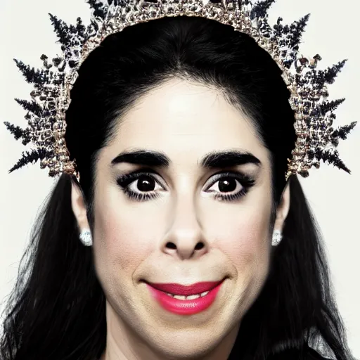 Image similar to portrait sarah silverman wearing a crown, 4 k, detailed