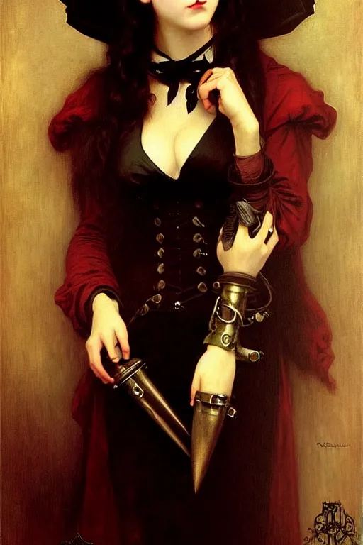 Image similar to steampunk victorian vampire painting by rossetti bouguereau, detailed art, artstation