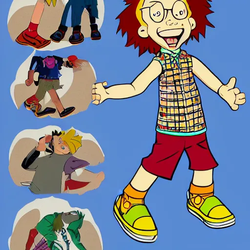 Prompt: Chuckie Finster from Rugrats as an adult, concept art