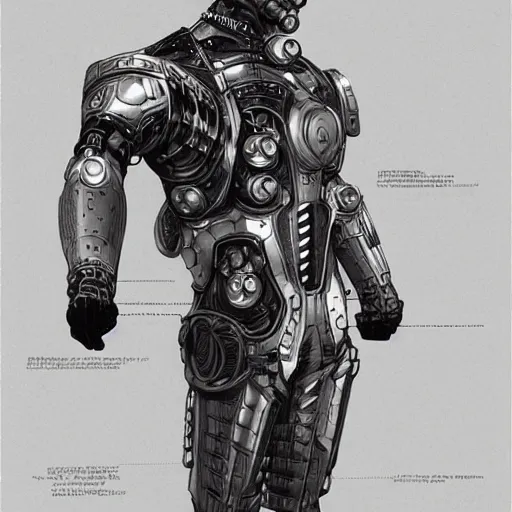 Image similar to futurist armor for soldiers by leyendecker, cyberpunk, cybernetic implants, intricate, extreme details