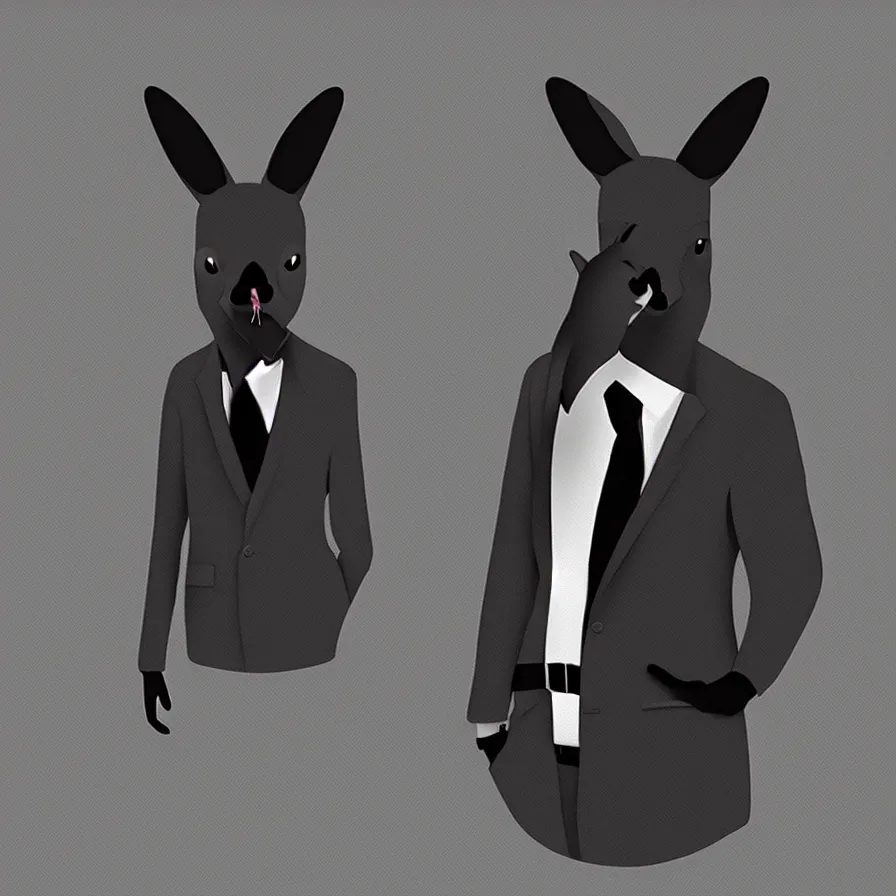 Image similar to spy kangaroo, in a strict suit, avatar image, digital art, minimalism