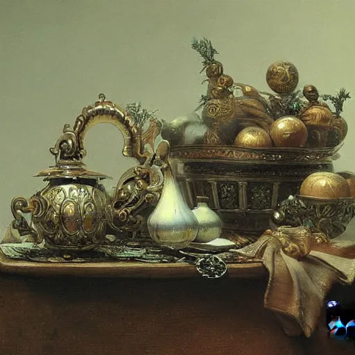 Prompt: detailed painting of a product design, filigree ornaments, andreas achenbach,