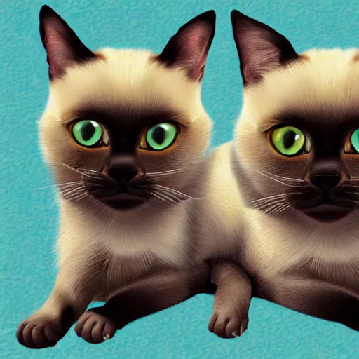 Image similar to chibi siamese cat digital art